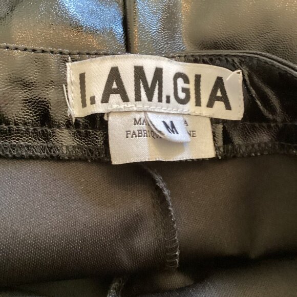 I.AM.GIA Black Faux‎ Leather Pants Size Medium Statement Party Cocktail Dress - Picture 2 of 10